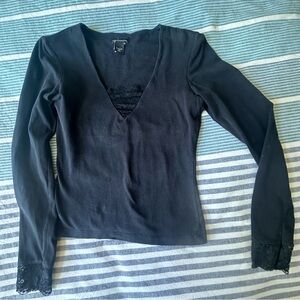 Moda International Y2K Black Lace trim Bra Top